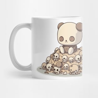 Cute Gothic Teddy Bear Sits on a Mound of Skulls Mug